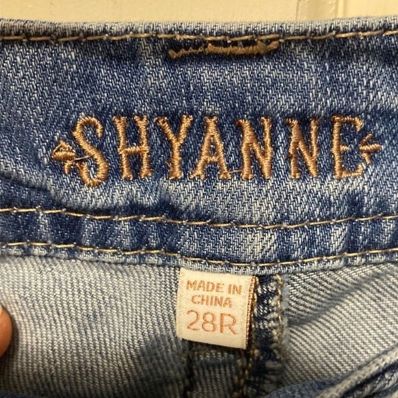 Shyanne Blue Flare Jeans with Pink Floral Embroidery - Picture 3 of 5